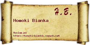 Homoki Bianka névjegykártya